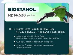 HIP BBN Bioetanol Mei 2024 Sebesar Rp14.528 per Liter