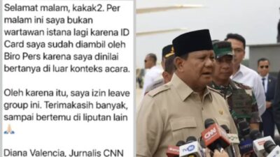 Wartawan Tanya MBG ke Prabowo, Kartu Liputannya Dicabut.