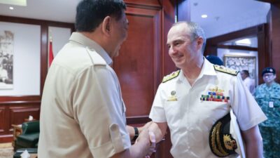 Menteri Pertahanan Sjafrie Sjamsoeddin bertemu Panglima Angkatan Bersenjata Australia Laksamana David Johnston di Kemhan