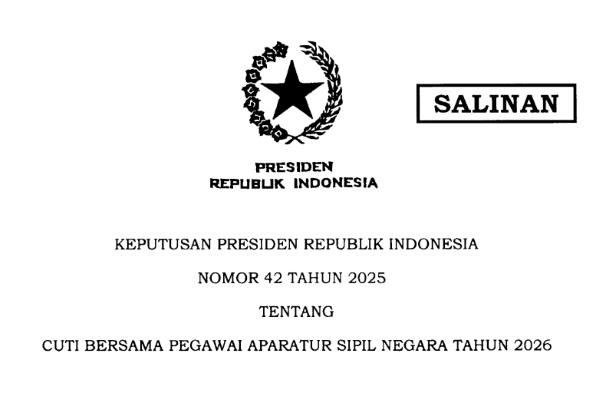 Resmi! Presiden Prabowo Tetapkan Cuti Bersama ASN 2026